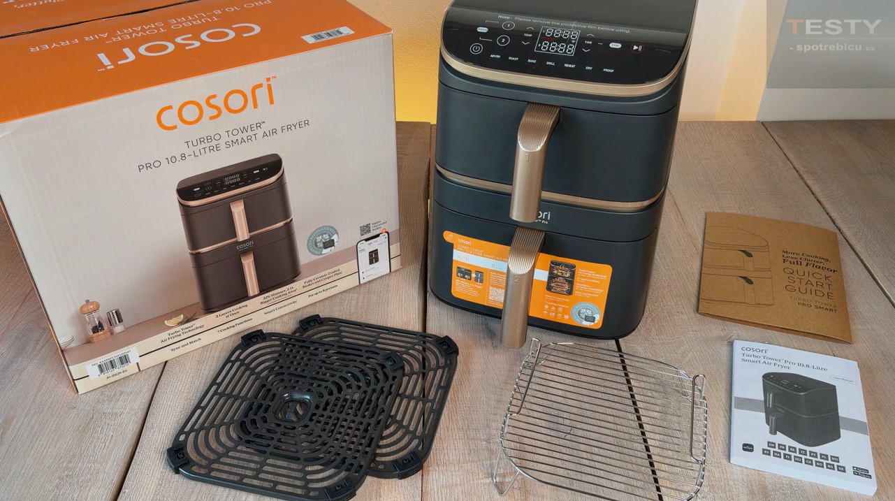Test, recenze horkovzdušné fritézy Cosori Turbo Tower Pro CAF-DC123S-DEUR